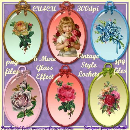 6 More Vintage Style Lockets Glass Effect Cu4cu