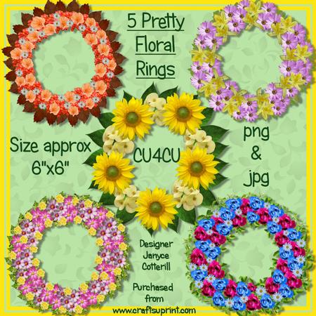 5 Pretty Floral Rings Cu4cu