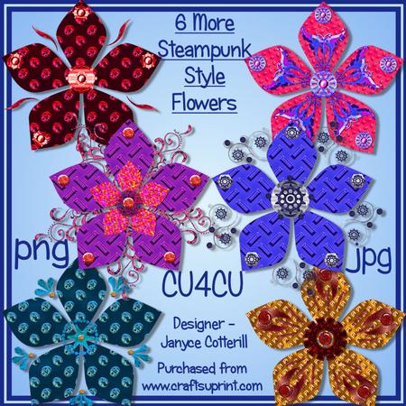 6 More Steampunk Style Flowers Cu4cu
