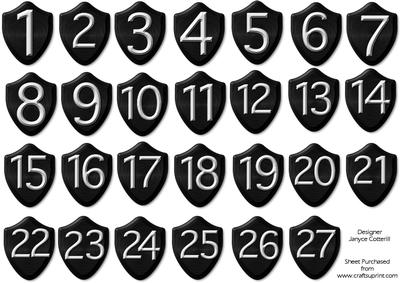 Shield Numbers for Football Crazy Football Mad Sheet