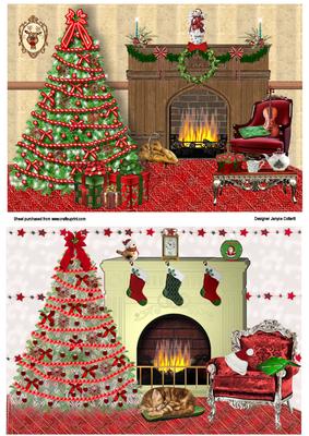 Two Christmas Fireplace Scenes