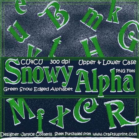 Green Snowy Alphabet, Lower & Upper Case