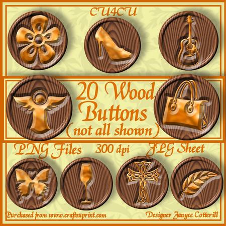 20 Wood Buttons Cu4cu
