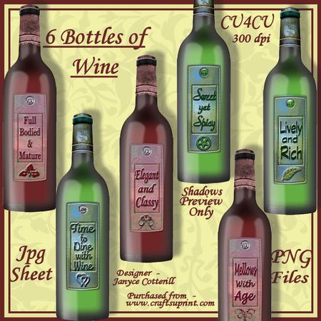 6 Bottles of Wine (png Files and Jpg Sheet) Cu4cu
