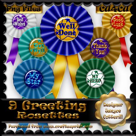 9 Greeting Rosettes Cu4cu