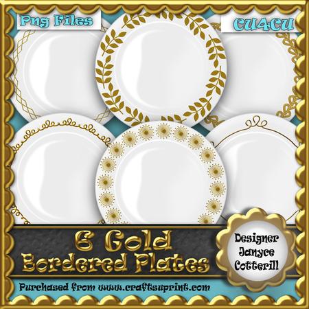 6 Gold Bordered Plates Cu4cu Designer Resource