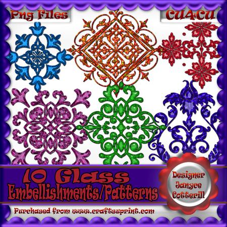 10 Glass Effect Embellishments/patterns