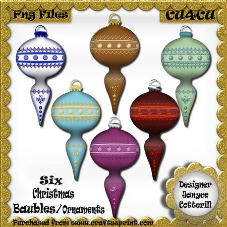 Six Christmas Baubles/ornaments Cu4cu