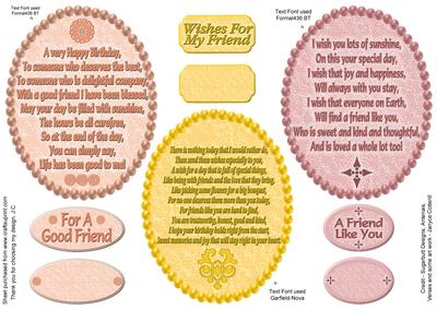 Three Friendship Birthday Verse Toppers (with Sentiments)