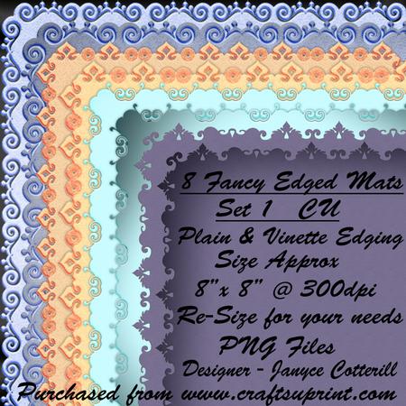8 Fancy Edged Mats Set 1 Cu