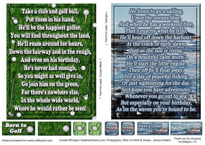 Golfer and Sailing Birthday Verse Toppers