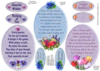 Three Flower Verse Topper with Sentiments