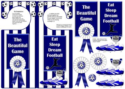Blue N White 1 Football Door Hanger with Decoupage