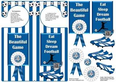 Blue N White 2 Football Door Hanger with Decoupage