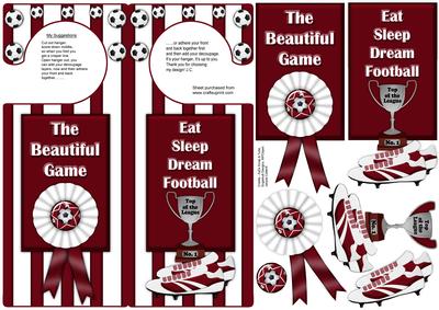 Maroon and White Football Door Hanger with Decoupage