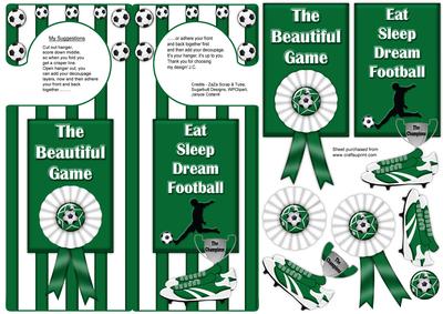 Green and White Football Door Hanger with Decoupage
