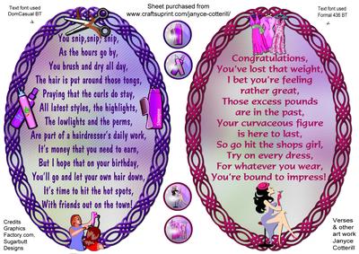 Two Verse Toppers for Hairdresser & Slimmer