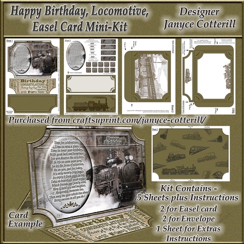 Happy Birthday, Steam Locomotive, Easel Card Mini-Kit