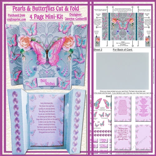Pearls & Butterflies Cut & Fold 4 Page Mini-Kit