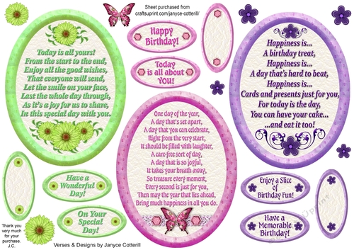 Three More Birthday Verse Toppers