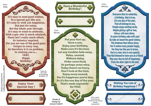Three More Birthday Verse Toppers for Men