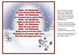 Smile - Its Christmas! 7.5 x 7.5  (Approx) Verse Insert