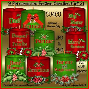 9 Personalized Festive Candles (set 2) Cu4cu