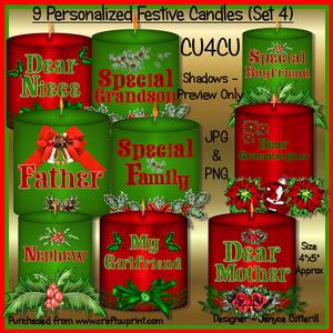 9 Personalized Festive Candles (set 4) Cu4cu