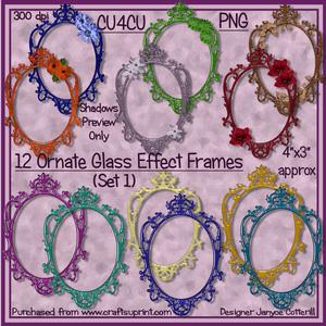 12 Ornate Glass Effect Frames Cu4cu Set 1
