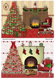 Two Christmas Fireplace Scenes
