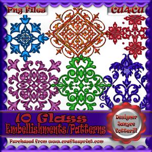 10 Glass Effect Embellishments/patterns