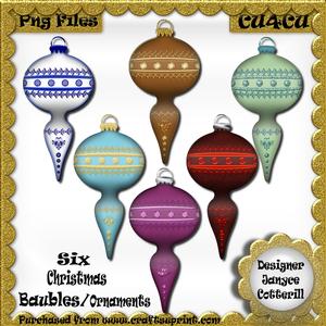 Six Christmas Baubles/ornaments Cu4cu