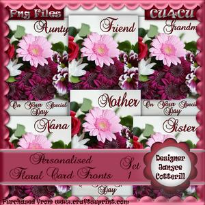 6 Personalised Floral Card Fronts - Pink Tones - Set 1