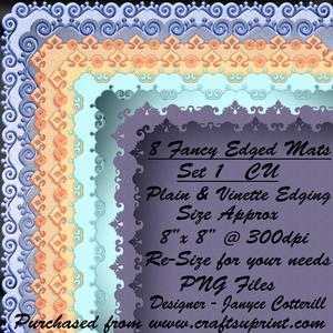 8 Fancy Edged Mats Set 1 Cu