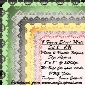 8 Fancy Edged Mats Set 2 Cu