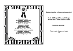 Black n White Football Verse Insert Plaque