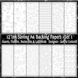 12 Ink Saving A4 Backing Papers Set 1