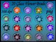 20 Clear Glass Flower Brads - Jazz