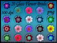 20 Clear Glass Flower Brads - Brights