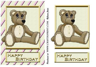 Birthday Teddy Bear Girl Card Front