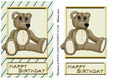 Birthday Teddy Bear Boy Card Front
