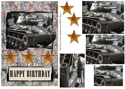 Ww2 Birthday Tank Pyramid Card Front