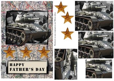 Ww2 Tank Father's Day Pyramid Card Front