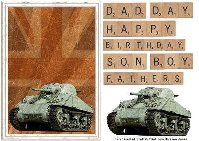 Tank on a Vintage Flag Card Front
