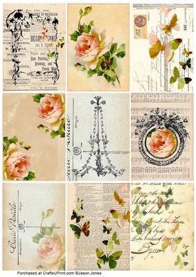 Flowers and Butterflies Vintage Atcs