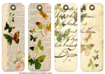 Butterflies and Flowers Vintage Bookmarks - Set Three