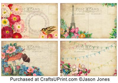 Vintage Flowers and Butterflies Postcards