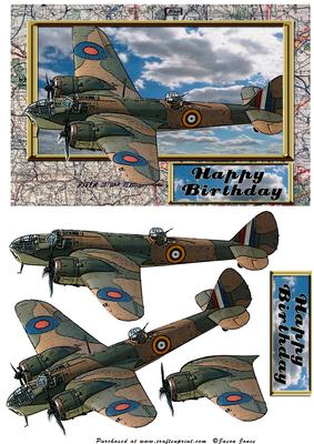 Ww2 Birthday Bomber Card Front