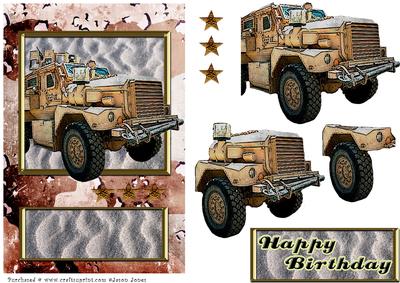Military Desert Truck Card Front
