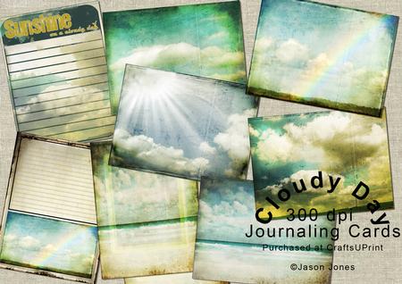 Cloudy Days Scrapbooking Journaling Cards